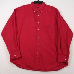 Chaps Ralph Lauren Shirt Men's XL Red Long Sleeve Solid Cotton